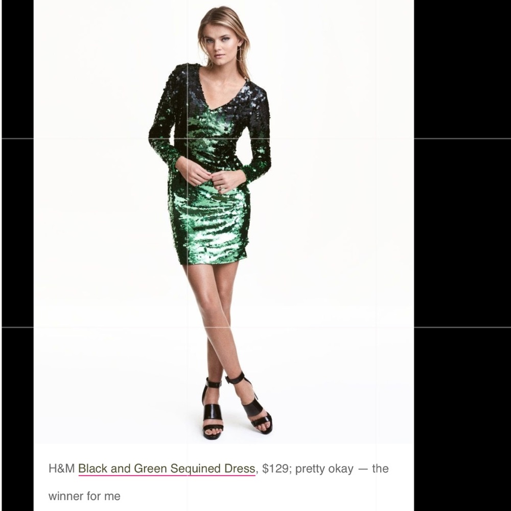 H&M Green & Black Ombre Sequin Cocktail Dress
